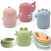 ATAUSD Pack of 8 Bath Toys, Giocattoli da Bagno per Bambini, Giocattoli da Bagno per Bambini in Silicone, 5 Barca e 4 Animali Regalo per Ragazzi Ragazze Compleanno, Oceani