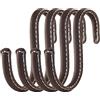Brute Strength - Ganci a S rivestiti in pelle - Cognac - 4 pezzi | Ganci a S in acciaio inox rivestiti in pelle pieno fiore; per cucina, armadio, officina, bagno e ripostiglio