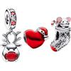Feitery Triplo(A) Charm Giorno di Natale Bead Bracciale Regalo di Natale Ciondolo da Donna Argento