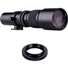 Generic Hanzete - Super teleobiettivo 500 mm F/8.0-32 multi rivestito con zoom manuale + anello adattatore da T-Mount a F, ricambio per Nikon D3300 D3400 D3500 D5300 D5500 D5600 D610 D700 D7000 D7100 D7100