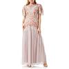 Frock and Frill Abito Ricamato Floreale Vestito per Occasioni Speciali, Blush, 42 Donna