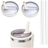 WALLFID 2pcs Coperchio Flip a Cannuccia Anti-perdite per Tumbler da 40oz,con 2 Cannucce,Anti-perdite e Anti-polvere,Facile da Pulire e Riutilizzabile,Accessori per Tazza (Bianco Crema)