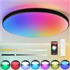CANMEIJIA Plafoniera LED Soffitto Dimmerabile con Telecomando 24W Lampada da Soffitto LED 3000K~6500K IP44 RGB Plafoniere Compatibile Home per Camera da letto Cucina Corridoi, Ø32cm