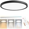 TOPBOS 30W 4000LM LED Plafoniera Dimmerabile con telecomando, 3000 K/4500 K/6500 K Temperatura di Colore Regolabile Lampada da Soffitto LED Piatto Nero IP54 Plafoniera Moderna per Soggiorno Bagno