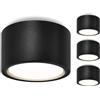 GeyouLux 4 Pezzi Faretti LED Soffitto 6W 680LM Faretti da Soffitto 4000K Luce Naturale Faretto LED Interno Ø95x55mm Plafoniera led Soffitto in Alluminio per salone corridoio cucina salotto, Nero