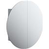 vidaXL Armadio da Bagno con Specchio Rotondo e LED Grigio 54x54x17,5cm