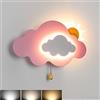 EOEO Applique da parete bambino forma di nuvola LED con interruttore a tirante, Luce da Parete camerette dimmerabile 7W 3000K-6000K Lampada da parete da Comodino Camera da letto Lampada da bambini,Rosa