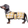 Morezi - Cappotto per bassotti in miniatura, cappotti per bassotti adatti per bassotti, cappotto impermeabile per salsicce con striscia riflettente, fasce regolabili in autunno inverno - Quadri Gialli