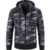 Generic Inverno Caldo Uomo Giacca Imbottita Cardigan con Cappuccio Camo Gym Felpe Con Cappuccio Full Zip Up Felpa In Pile Manica Lunga Capispalla Giacca In Pile Giacca Da Allenamento Track Hoody Top Casual