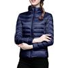 Generic Piumino da donna leggero, giacca trapuntata da donna senza cappuccio, giacca invernale basic, tinta unita, colletto alto, con chiusura lampo, calda, impermeabile, traspirante, per il tempo libero, Blu