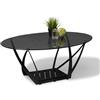 M2 Kollektion Mona Tavolino da Salotto, Metallo Vetro, Nero, B/H/T=100x40x60cm