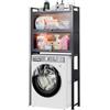 MAGIC SELECT Ripiano sopra la Lavatrice con ante Pieghevoli | Rack di Stoccaggio Impermeabile | Scaffale Organizer Multiuso | Risparmia Spazio con 3 Livelli | Gambe Regolabili in Altezza