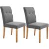 HOMCOM Set 2 Sedie da Pranzo e da Salotto con Design Moderno ed Ergonomico, Sedie Imbottite in Tessuto con Schienale e Gambe in Legno di Gomma, 50x62x96 cm, Grigio Scuro