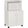 HOMCOM Mobile Cucina Multiuso con Ruote, Armadietto e Ripiano per Microonde, Credenza Alta in Legno Truciolare, 60.4x40.3x97cm Bianco