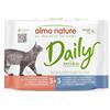 almo nature Daily - Alimento Umido Completo per Gatti Adulti - con Tonno e Salmone - con Merluzzo e Gamberetti - Bocconcini, 6 Bustine da 70 g