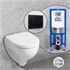 Geberit Renova Plan Compact set completo WC sospeso con elemento incasso neeos,, 203245000+16601BM#SET, Renova; Renova Plan bianco [WC > WC con Elementi Incasso]