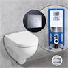 Geberit Renova Plan Compact set completo WC sospeso con elemento incasso neeos,, 203245000+16601CR#SET, Renova; Renova Plan bianco [WC > WC con Elementi Incasso]