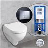 Geberit Renova Plan Compact set completo WC sospeso con elemento incasso neeos,, 203245000+16791CR#SET, Renova; Renova Plan bianco [WC > WC con Elementi Incasso]