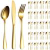 ReaNea Set di posate in oro 60 pezzi Servizio per 20, coltelli in acciaio inossidabile Set di forchette per cucchiaio, feste, eventi, casa, regalo per il Ringraziamento