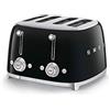 Smeg, Tostapane 4x4 TSF03BLEU, 4 Scomparti per 4 fette, 6 Livelli di Doratura, Funzione Riscaldamento, Scongelamento e Bagel, Espulsione Automatica del Pane, 2 Cassetti Raccoglibriciole, 2000W, Nero