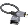 RIIEYOCA Cavo adattatore da micro HDMI a HDMI, dritto da micro HDMI maschio a HDMI femmina, in alluminio, cavo corto in nylon intrecciato, supporto 4K UHD, per laptop, proiettore, TV, monitor (20 cm)