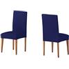 Martina Home Pack 2 unità di Fodere, Tessuto, Blu Navy, Confezione 2 sedie con Schienale