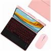 GUPENAA Custodia con Tastiera per Xiaomi Pad 6S PRO 12.4 2024 con Touchpad, 7 Colori Retroilluminati, Tastiera Bluetooth Wireless Rimovibile Magnetica con Mouse,Rosa