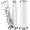 Panasonic Telefono DECT cordless KX-TGK212JTW con retroilluminazione LCD da 1,5 pollici, suonerie bianche, chiamate indesiderate, Eco ed Eco Plus, bianco