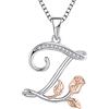 starchenie Collana Alfabeto con Rosa Ciondolo Zirconi Collana in Argento 925 da Donna
