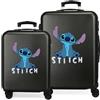 Disney Valigia per bambini rigida Chiusura a combinazione Laterale 4 ruote Bagagli a Mano è realizzato in ABS, un materiale rigido e leggero., Stitch carino, Set valigie