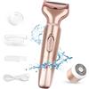 sikkeby Rasoio Elettrico Donna, 2 in 1 Rasoio Donna Portatile, Umido e Secco Indolore Rasoio Elettrico per Braccia Gambe Ascelle Zona Intima e Linea Bikini, Ricarica USB