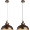 iDEGU 2 Pcs Lampadari a Sospensione Vintage Industriale, Lampadario In Ferro Lampadario Soffitto E27 per Ristorante Sala da pranzo Cucina - Diametro 29 cm, Ruggine e Rame