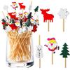 Bekeify 200 Pezzi Stuzzicadenti da Cocktail per Aperitivi di Natale 12cm Bastoncini per Cocktail in Legno Frutta Spiedini Aperitivo Decorativi Cocktail Sticks Picks per Cupcake Finger Food Decorazioni