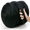 MeriWoolArt® XXL Filato di Lana Merino 100% - Spessore 4-5 cm, Feltro a Secco, Coperta Fai Da Te per Bambini, Maglia - Filo Nero, 100 g