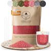 comforder Sabbia per candele con stoppini, granuli di cera, candele fai da te, 400 g, perline di cera per candele + 4 stoppini per candele (Rosso)