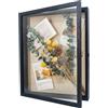 GraduationMall 33x40cm Cornice Shadow Box Cornice Portafoto con Vetrina,per Cimeli, Bouquet, Medaglie e Foto, Scatola per Ricordi, Nero Retrò