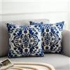 DakTou Federe Cuscini Divano 50 x 50 Boho Blu Geometrico Retrò Mandala Floreale Motivo Fodera per Cuscino Decorativi Copricuscini in Lino per Divano Esterno Fattoria Giardino Casa Set di 2