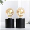 JHY DESIGN Set di 2 lampade da tavolo decorative alimentate a batteria alte 18 cm con lampada sferica in vetro ambrato Lampada a in metallo senza fili per matrimoni a casa (base nera)
