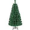 COSTWAY Albero di Natale 90/120/150/180 cm, Albero di Natale con Fibra Ottica e Colori Diversi e Base di Metallo, Albero di Natale Realistico con Luci per Casa, Ufficio e Negozio (150cm)