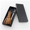 Wazakura 3PCS Set di Attrezzi per Bonsai, Kit per Principianti, Realizzato in Giappone, Forbici + Pinzette in Acciaio con Rastrello + Scopa Cinese, Kit di Giardinaggio Giapponese - Modello Satsuki
