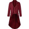 Maeau - Cappotto da uomo vintage medievale smoking rinascimentale cappotto steampunk gotico giacca retrò vittoriano giacca punk cappotto morbido traspirante pirata party abiti, Rosso, XXL