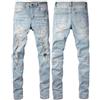CABULE Pantaloni Casual in Denim da Strada in Cotone microelastico per Ragazzi Jeans Skinny Strappati blu-azzurro-30