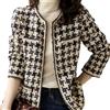 Goolecrimp Blazer da Donna in Tweed Primavera e Autunno Transizione Elegante Giacca da Donna Temperamento Moda retrò Girocollo Giacca da Lavoro Casual (Nero,M)