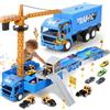 MOONTOY Cantiere Giocattolo per Bambini Camion Pista Macchinine Gru Bisarca Giocattolo con Macchine Escavatore Bulldozer Camion Betoniera Rullo Compressore Regalo di Compleanno per 3 4 5 6 Anni