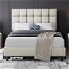 Yaheetech Letto Imbottito 140 x 200 cm con Testiera Quadrata Altezza Regolabile Doghe in Legno Beige