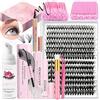 Qiveaory Kit di Estensione Ciglia 280Pcs 30+40D 12-18mm Singoli Cluster Ciglia con con Lash Bond and Seal Rimuovi Ciglia Eyeliner Shampoo Pennello Pinzette False Lash Brush mini Applicator