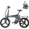 DYU Bici Elettrica, 20'' Urbano Ebike Pieghevole con Pedalata Assistita, 36V 10Ah Batteria Rimovibile, 250W Motore, 7-Velocità, Sensore di Coppia, Ripiano Posteriore, Doppio Freno Disco, Unisex Adulto