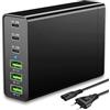 nongxiang Caricatore USB C, 96 W, GaN 6 porte, stazione di ricarica multipla, caricatore rapido PD USB C, caricatore da scrivania compatibile con iPhone Samsung/Xiaomi/Tablet/Smartwatch