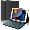 FOGARI Custodia con Retroilluminato Tastiera Italiana per iPad 9a/8a/7a Generazione 10.2, Tastiera Portatile Bluetooth Magnetica Staccabile, Con slot per Apple Pencil, Compatibile con iPad 10.2 2021, Nero