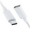 Stouchi Cavo di prolunga USB C per caricabatterie Mag-safe, tipo C, prolunga per spina/femmina, 9 V, 3 A, per Mag safe 480 Mbit/s, compatibile con Magsafe Charger iPhone15/14/13, 50 cm/0,5 m, bianco